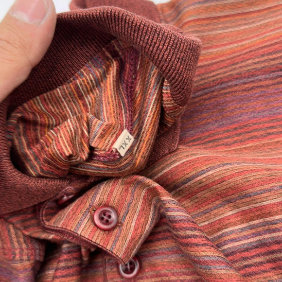 Dalmine Uomo Mens Polo Shirt Striped Made in Italy Red/OrangeMulticolor Size 2XL - Picture 5 of 8